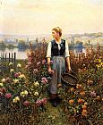 Daniel Ridgway Knight Girl with a Basket in a Garden painting